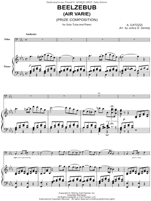 A. Catozzi - Beelzebub (Air Varie) - Tuba & Piano - (Prize Composition) - Sheet Music (Digital Download)