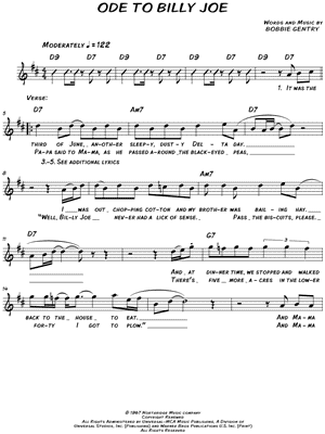 Ode to Billy Joe Sheet Music by Bobbie Gentry - Leadsheet