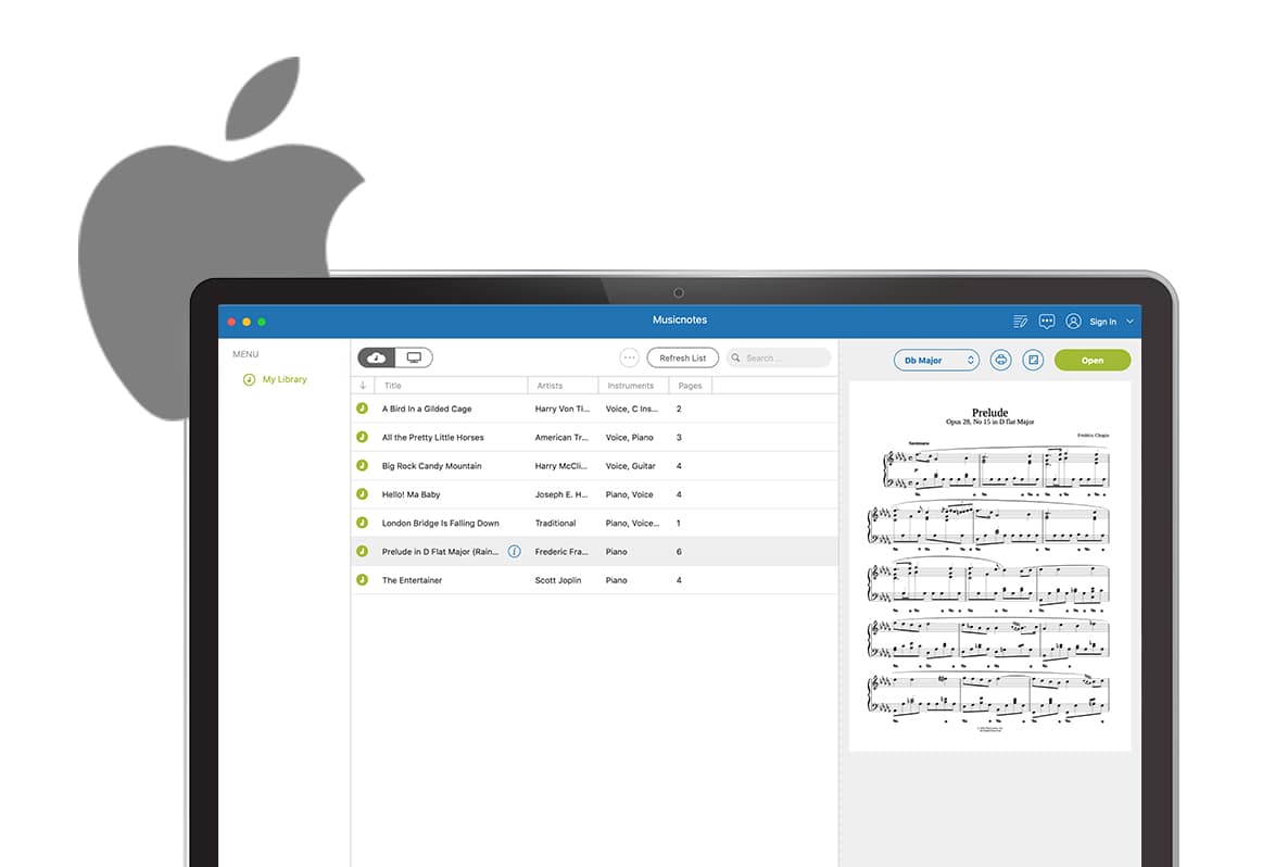 Musicnotes app on Mac