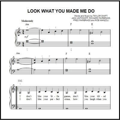 Taylor Swift "Look What You Made Me Do" Sheet Music