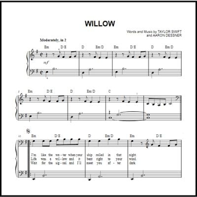 Taylor Swift "willow" Sheet Music