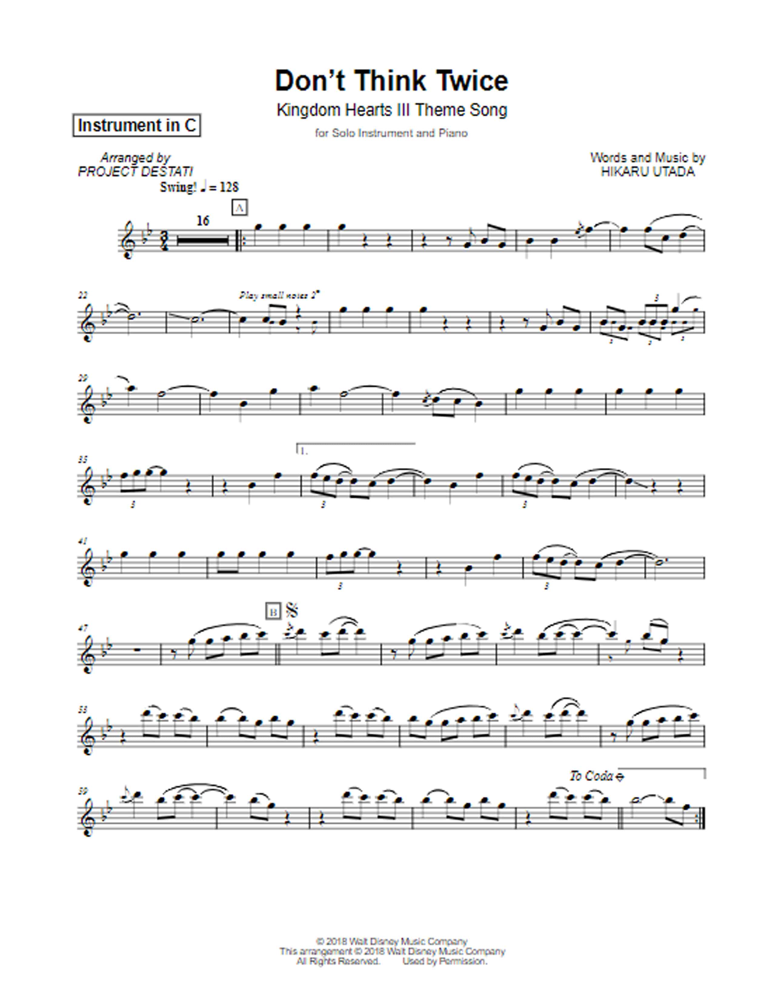 Dont Think Twice Sheet Music
