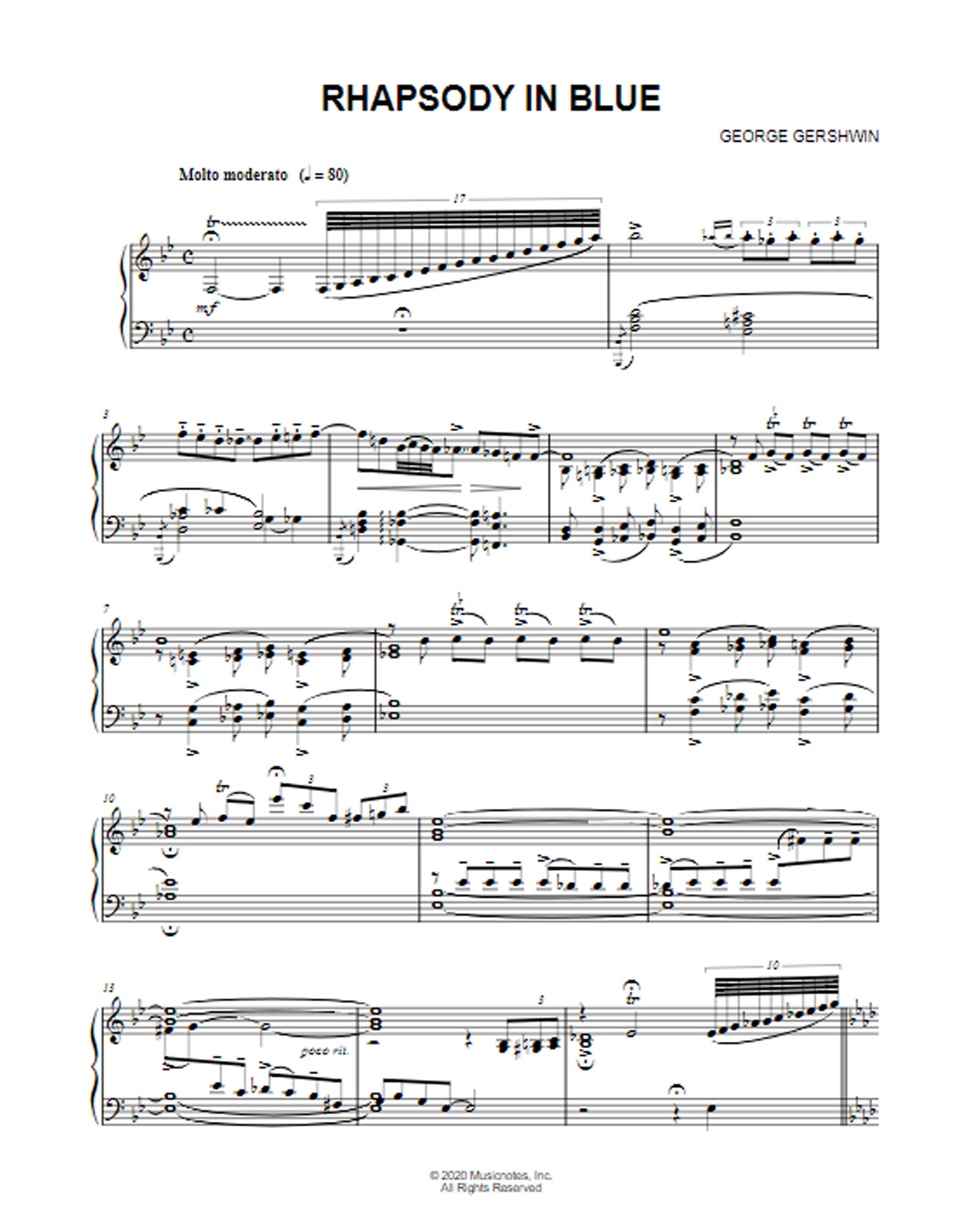 Rhapsody in Blue Sheet Music