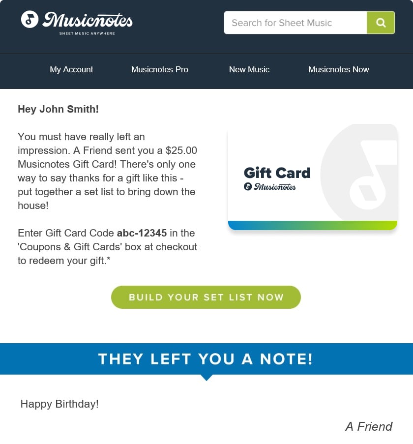 Musicnotes Gift Card