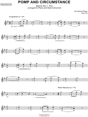Pomp and Circumstance - Bb Instrument & Piano - March No. 1, Trio - Sheet Music (Digital Download)
