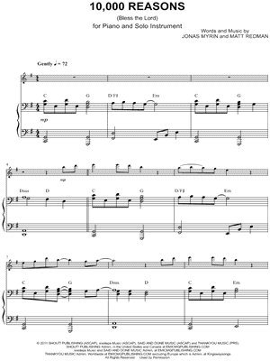 10,000 Reasons (Bless the Lord) - Viola & Piano - Sheet Music (Digital Download)