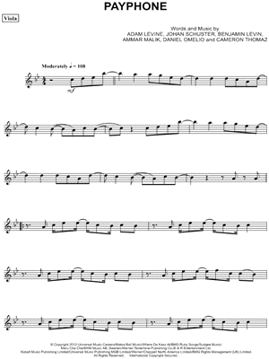 Payphone - Viola & Piano - Sheet Music (Digital Download)