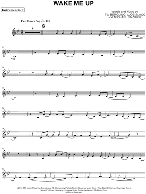 Wake Me Up - F Instrument & Piano - Sheet Music (Digital Download)