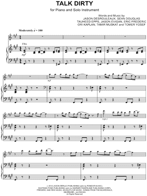 Talk Dirty - Viola & Piano - Sheet Music (Digital Download)