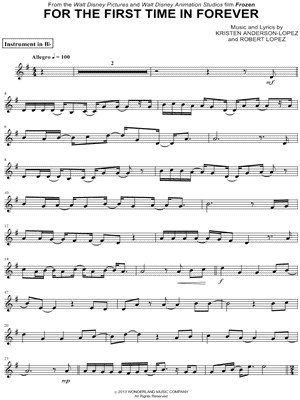 For the First Time In Forever - Bb Instrument & Piano - Sheet Music (Digital Download)