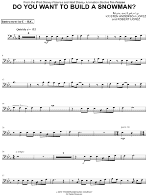 Do You Want To Build a Snowman? - Bass Clef Instrument & Piano - Sheet Music (Digital Download)