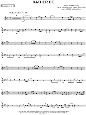 Rather Be - C Instrument & Piano - Sheet Music (Digital Download)