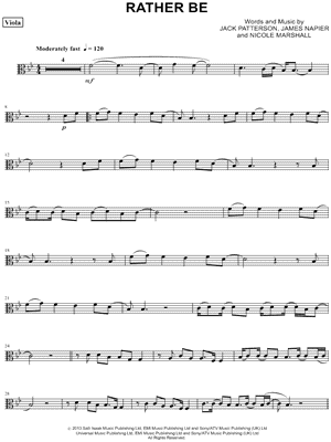 Rather Be - Viola & Piano - Sheet Music (Digital Download)
