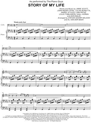 Story of My Life - Cello & Piano - Sheet Music (Digital Download)
