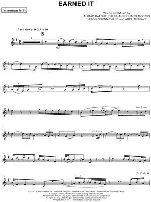 The Weeknd Earned It (Fifty Shades of Grey) Sheet Music for Beginners in  A Minor - Download & Print - SKU: MN0150475