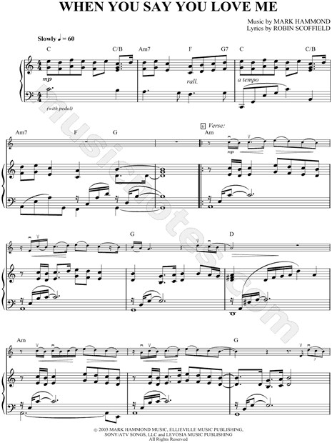 When You Say You Love Me By Josh Groban Sheet Music Collection Solo Accompaniment Print Play Sku Cl