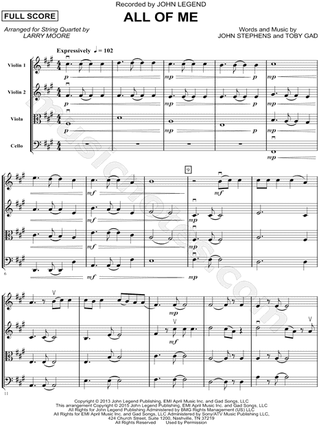 Ontwaken Overjas of Collection: All of Me - String Quartet by John Legend Sheet Music  Collection (String Quartet, Score & Parts) - Print & Play - SKU: CL0007178