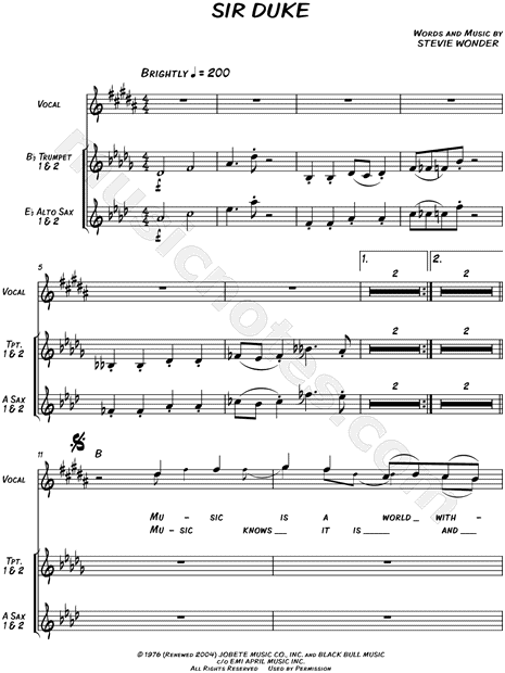 Sir Duke Horn Chart