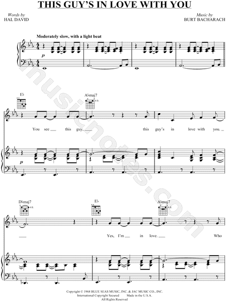 Burt Bacharach This Guy S In Love With You Sheet Music In Eb Major Transposable Download Print Sku Mn