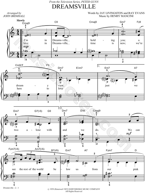 "Dreamsville" from 'Peter Gunn' Sheet Music (Easy Piano ...