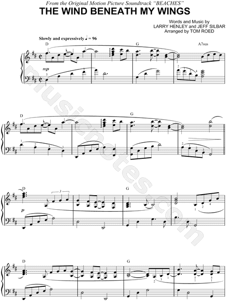 easy piano The Wind Beneath My Wings arranger 28436 ; Bober,M Piano Solo 