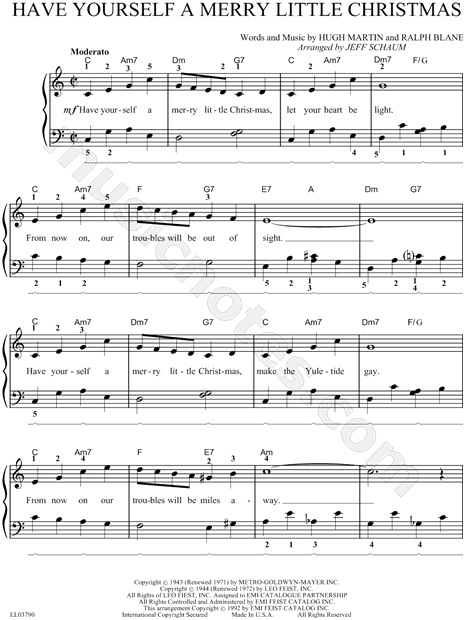 Hugh Martin "Have Yourself a Merry Little Christmas" Sheet Music (Easy Piano) in C Major ...