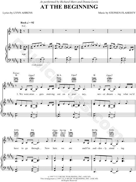 Donna Lewis "At the Beginning" Sheet Music in B Major ...