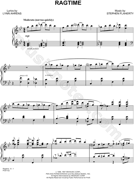 Print and download Ragtime sheet music from Ragtime: The Musical arranged f...