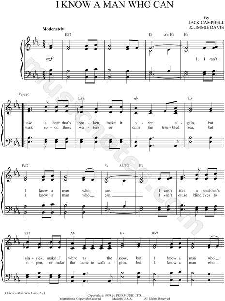 Jack Campbell "I Know a Man Who Can" Sheet Music in Eb ...