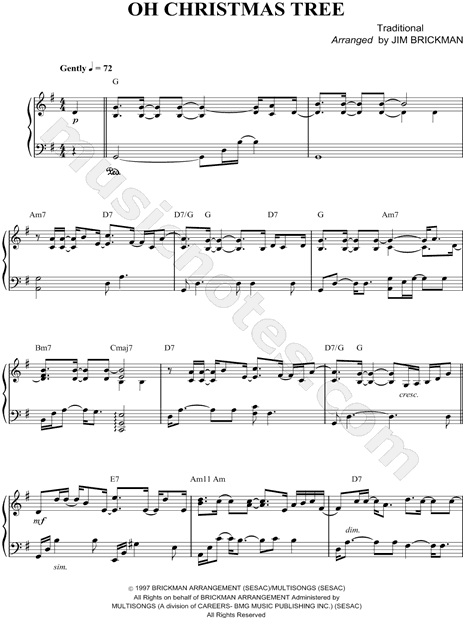 Jim Brickman "Oh Christmas Tree" Sheet Music (Piano Solo) in G Major - Download & Print - SKU ...