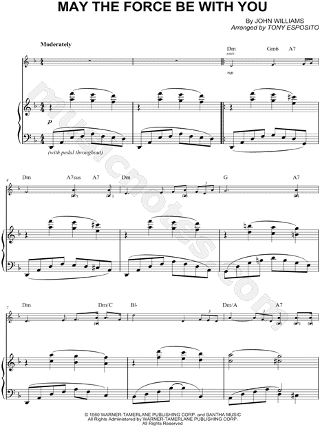 "May the Force Be With You - Piano Accompaniment" from 'Star Wars' Sheet Music in D Minor ...