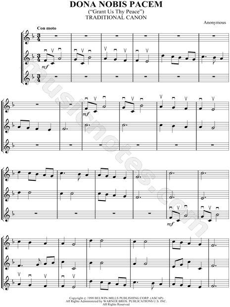 Anonymous Dona Nobis Pacem Sheet Music In F Major Download