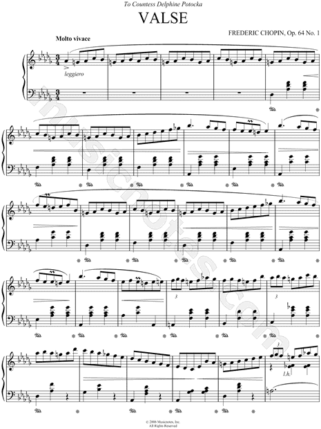 Frederic Francois Chopin Waltz In D Flat Major Op 64 No 1 Sheet Music Piano Solo In Db Major Download Print Sku Mn