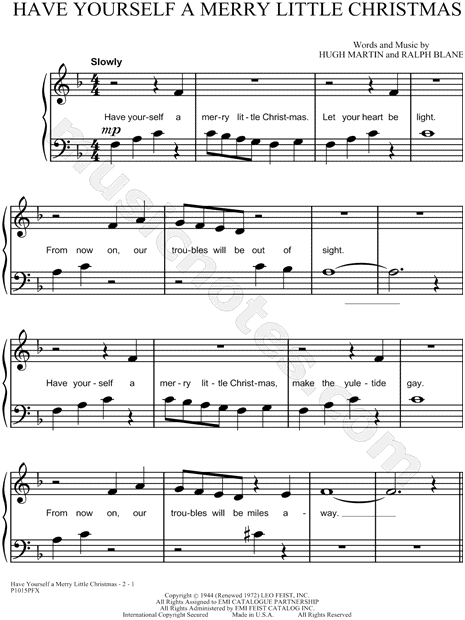 Alvin and the Chipmunks "Have Yourself a Merry Little Christmas" Sheet Music (Easy Piano) in F ...