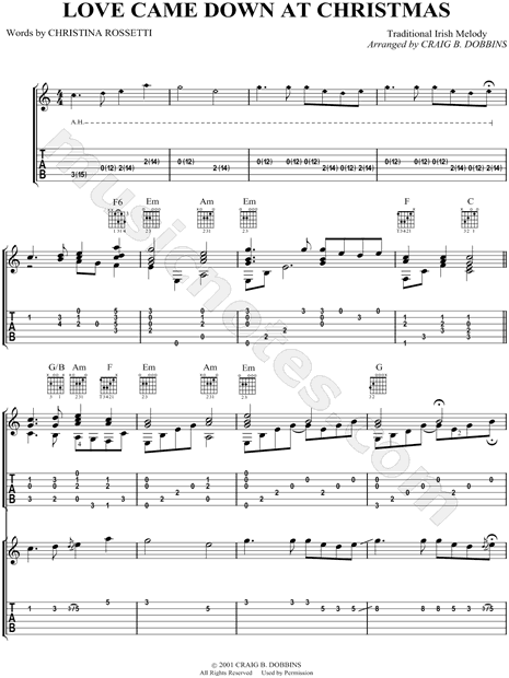 Traditional "Love Came Down At Christmas" Guitar Tab in C Major - Download & Print - SKU: MN0040510