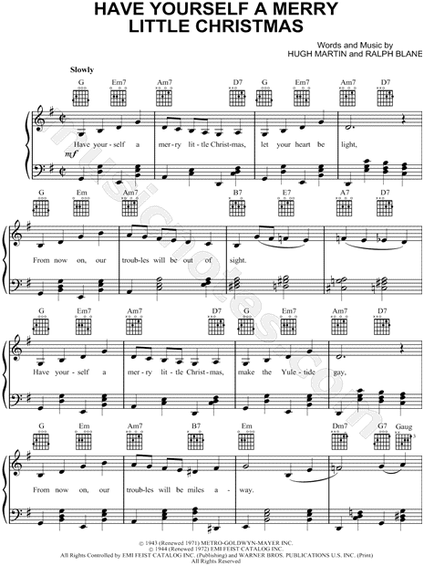 "Have Yourself a Merry Little Christmas" from 'Meet Me In St. Louis' Sheet Music in G Major ...