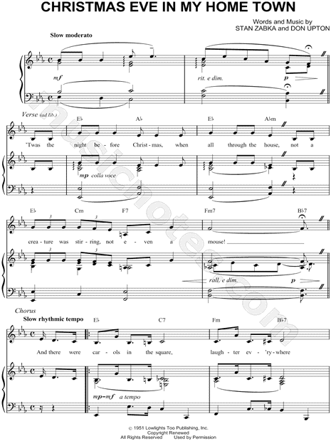 Kate Smith Christmas Eve In My Home Town Sheet Music In Eb Major Transposable Download Print Sku Mn0043152