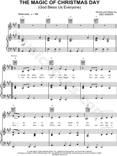 Celine Dion "The Magic of Christmas Day" Sheet Music in A Major (transposable) - Download ...