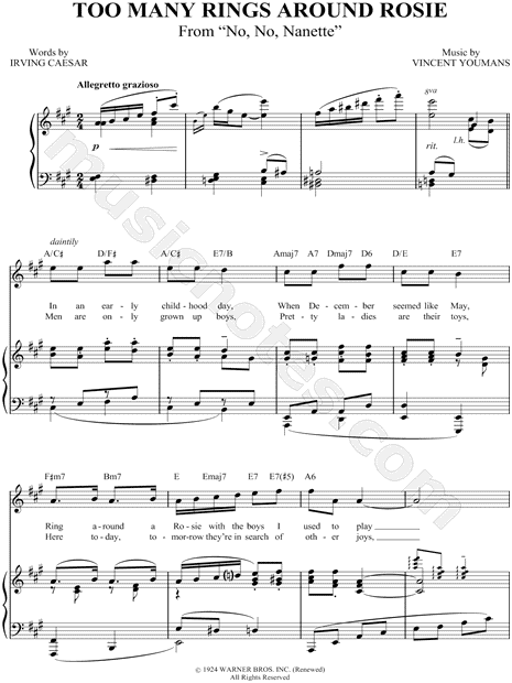Too Many Rings Around Rosie Sheet Music Too Many Rings Around Rosie Sheet Music