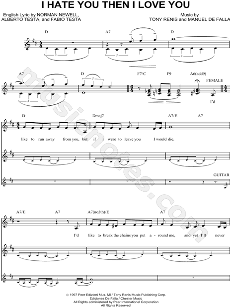 Celine Dion I Hate You Then I Love You Sheet Music In D Major Download Print Sku Mn