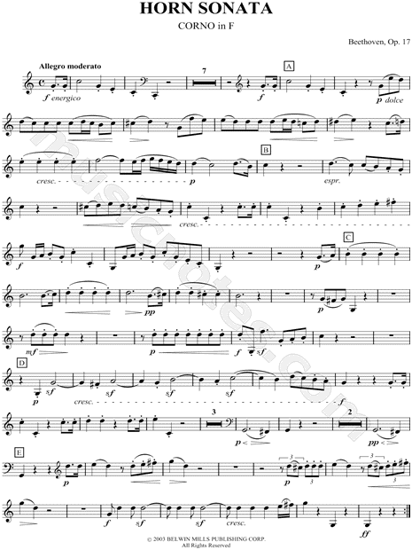 Ludwig Van Beethoven Horn Sonata Op 17 Sheet Music In C Major Download Print Sku Mn