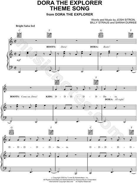Print and download Dora the Explorer Theme Song sheet music by Hit Crew. 