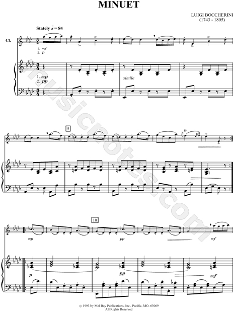 Print and download Minuet sheet music composed by Luigi Boccherini arranged...