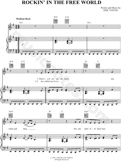 Neil Young Rockin In The Free World Sheet Music In G Major Transposable Download Print Sku Mn