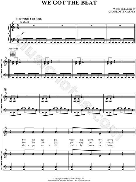 The Go Go S We Got The Beat Sheet Music In A Minor Download Print Sku Mn