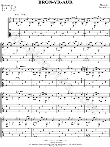 Høflig mild Profit Led Zeppelin "Bron-Yr-Aur" Guitar Tab in C Major - Download & Print - SKU:  MN0048661