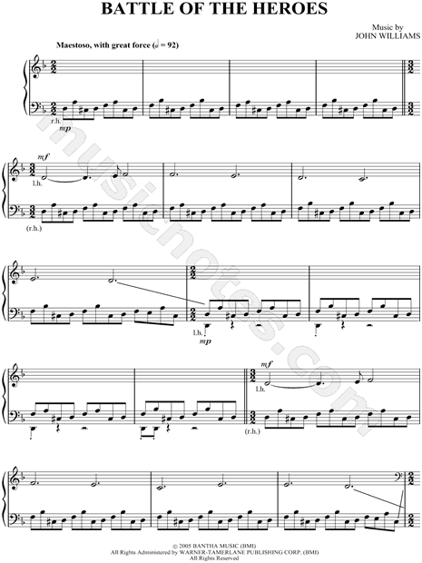 Battle Of The Heroes From Star Wars Episode Iii Revenge Of The Sith Sheet Music Piano Solo In F Major Download Print Sku Mn0049532 - revenge roblox piano sheet