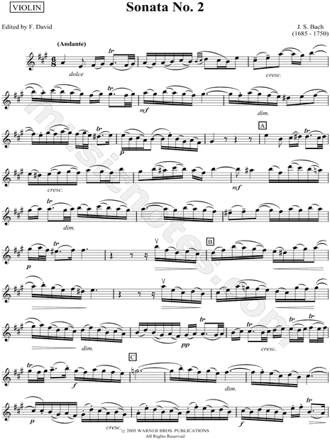 Sonata For Violin and Keyboard No. 2 in A Major