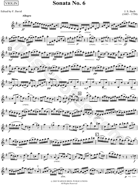 Sonata For Violin And Keyboard No. 6 In G Major, BVW 1019