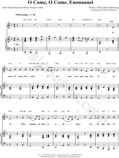 O Come O Come Emmanuel Chord Chart